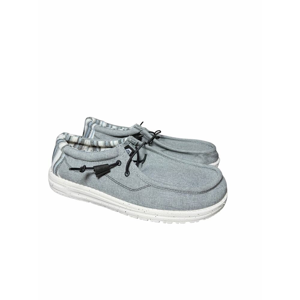 Hey Dude Mens Wally Canvas sneakers Size 9 grey slip-on elastic no tie laces NEW